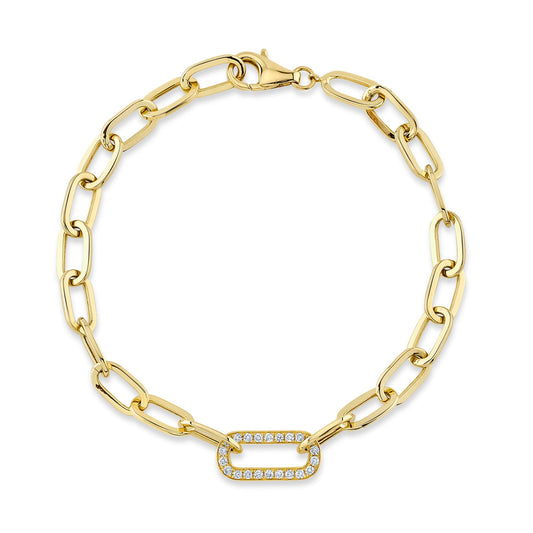 0.20CT 14K Y/G DIAMOND PAPER CLIP LINK BRACELET