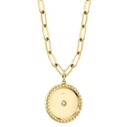 0.43CT 14K Y/G DIAMOND BEZEL STAR PAPER CLIP LINK NECKLACE