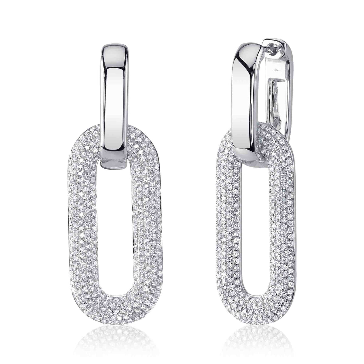 1.33CT 14K W/G DIAMOND PAVE OVAL EARRING