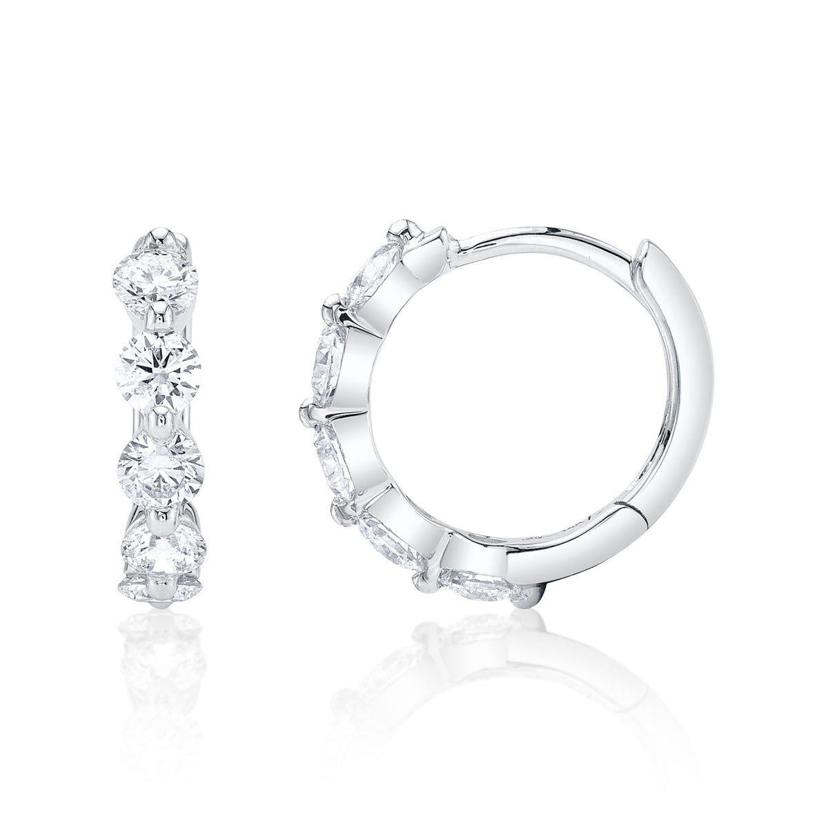 0.92CT 14K W/G DIAMOND HUGGIE EARRING