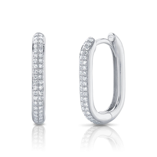 0.18CT 14K W/G DIAMOND OVAL HOOP EARRING