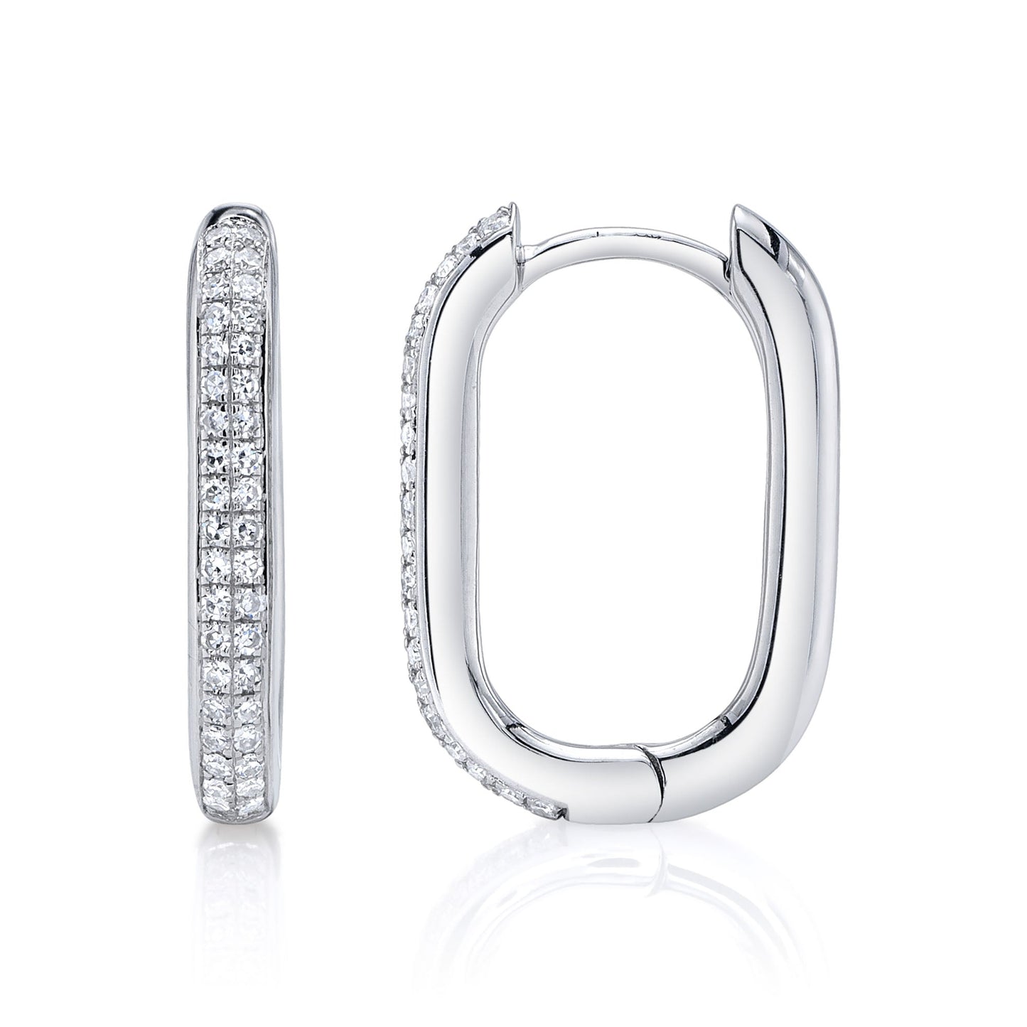 0.18CT 14K W/G DIAMOND OVAL HOOP EARRING