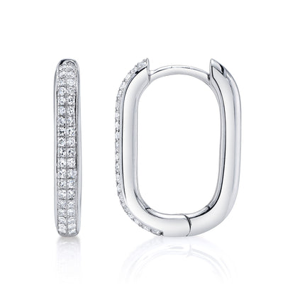 0.18CT 14K W/G DIAMOND OVAL HOOP EARRING