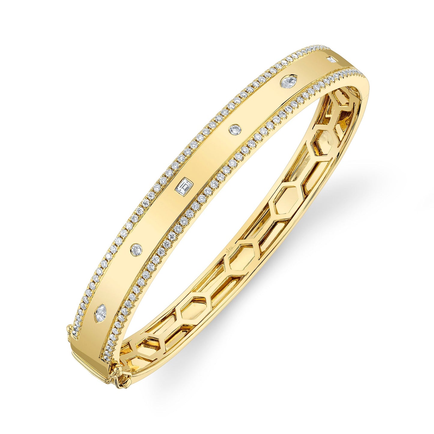 1.08CT 14K Y/G DIAMOND BAGUETTE MARQUISE BANGLE