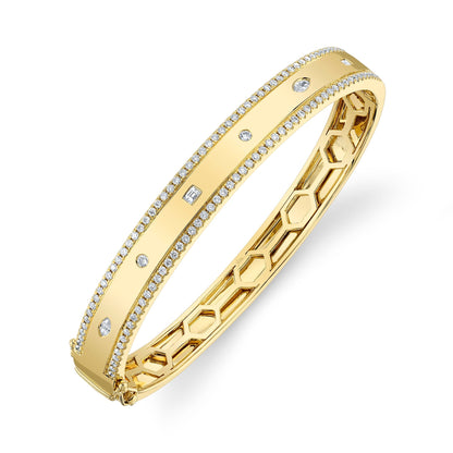 1.08CT 14K Y/G DIAMOND BAGUETTE MARQUISE BANGLE