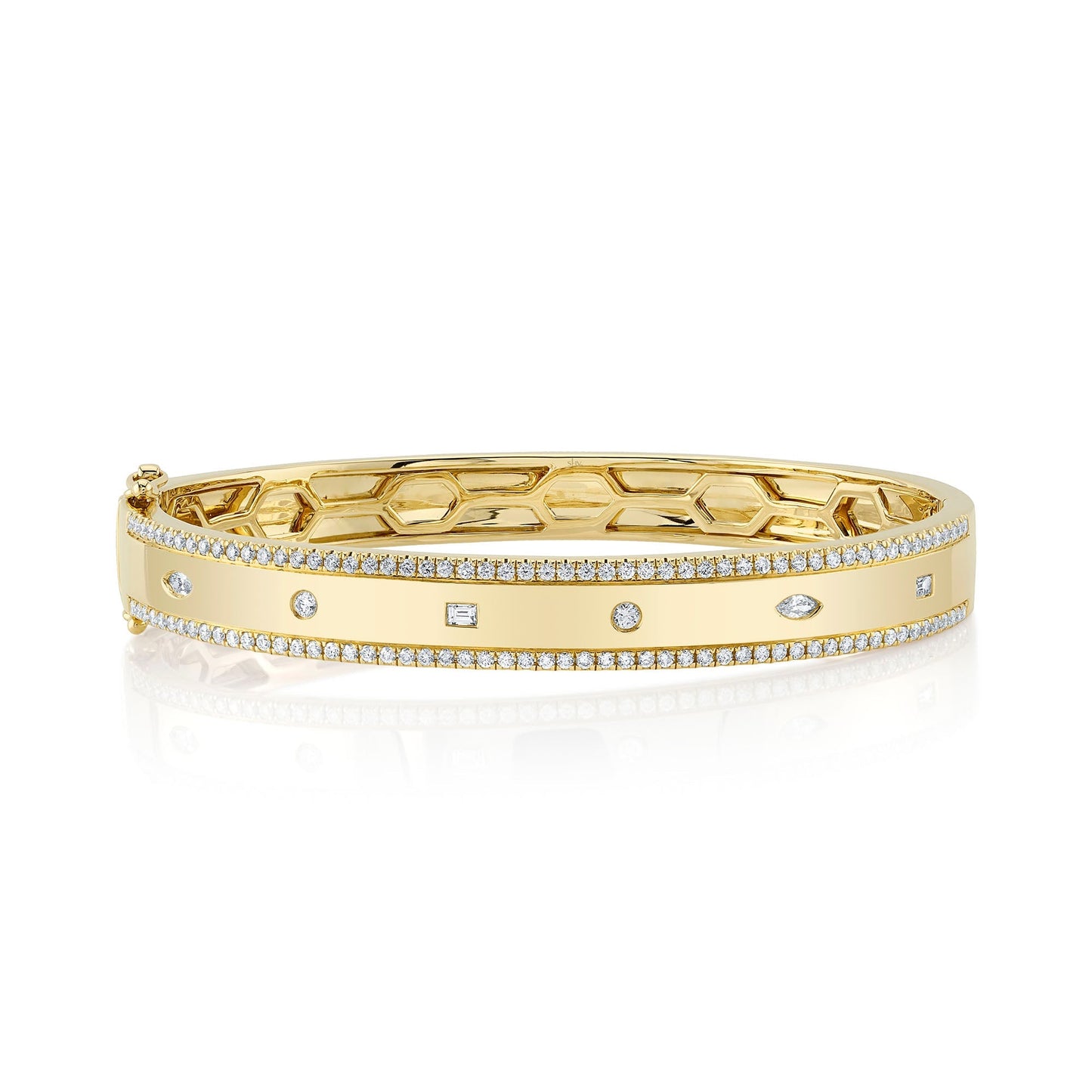 1.08CT 14K Y/G DIAMOND BAGUETTE MARQUISE BANGLE