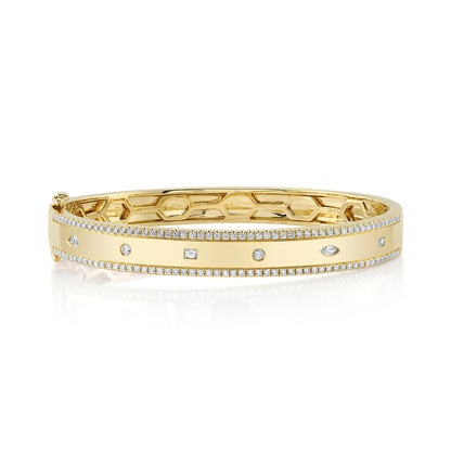 1.08CT 14K Y/G DIAMOND BAGUETTE MARQUISE BANGLE