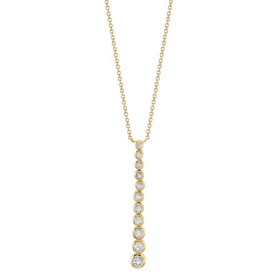 14K Yellow Gold Diamond Bezel Drop Necklace
