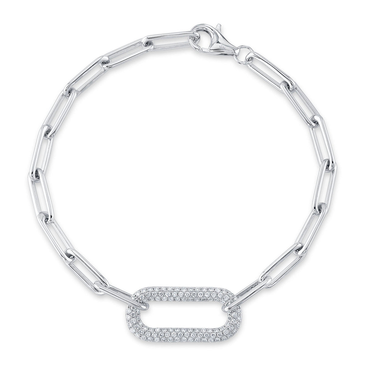 0.55CT 14K W/G DIAMOND PAVE PAPER CLIP LINK BRACELET