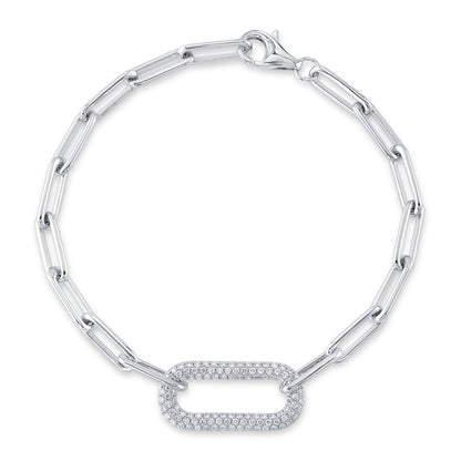 0.55CT 14K W/G DIAMOND PAVE PAPER CLIP LINK BRACELET