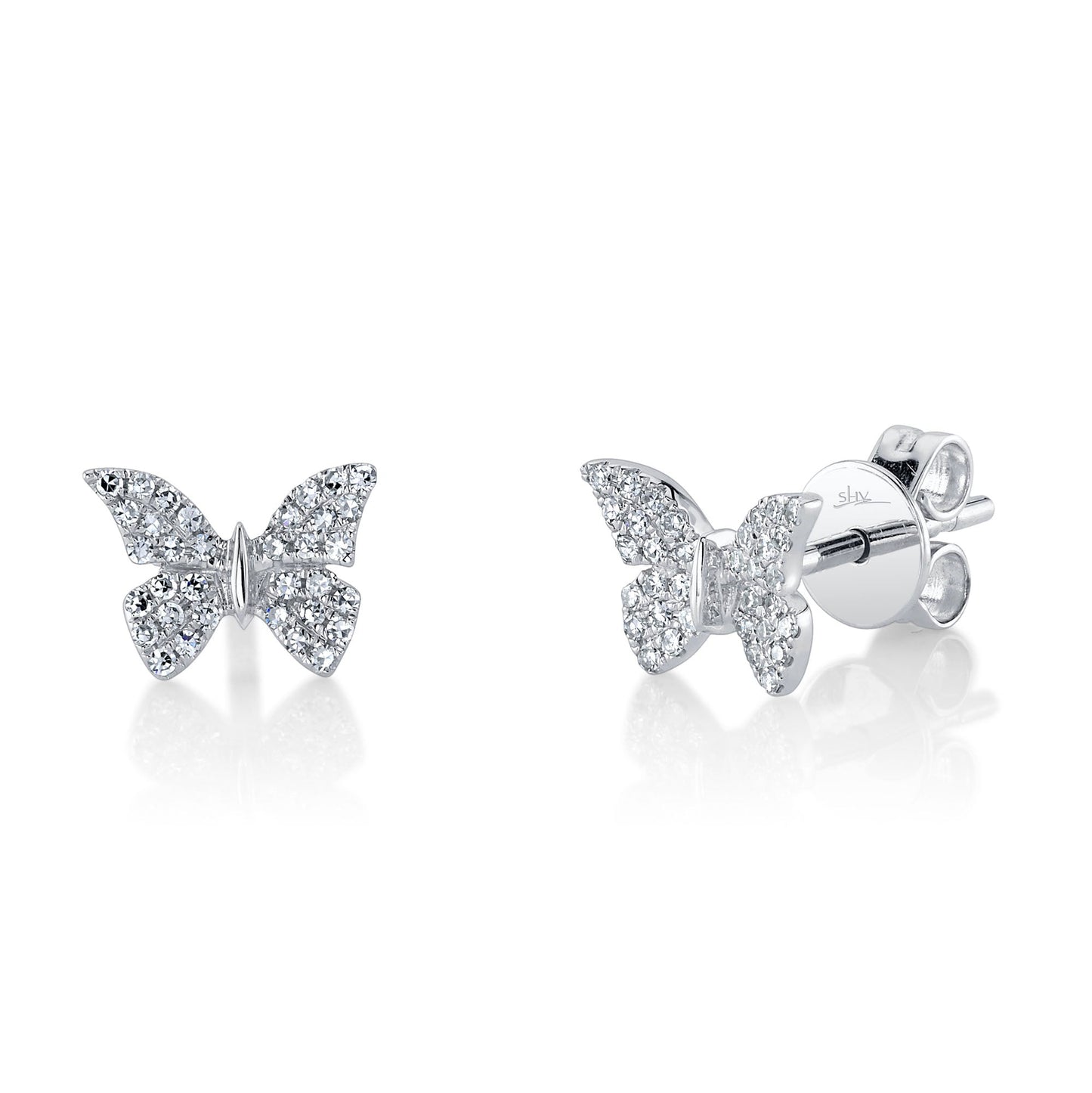 0.15CT 14K W/G DIAMOND BUTTERFLY STUD EARRING