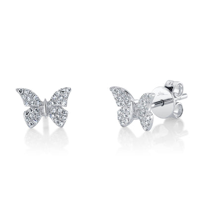 0.15CT 14K W/G DIAMOND BUTTERFLY STUD EARRING
