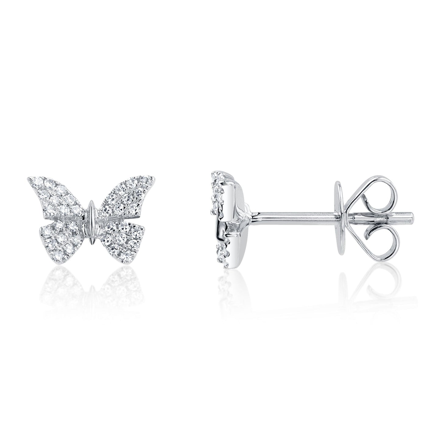 0.15CT 14K W/G DIAMOND BUTTERFLY STUD EARRING