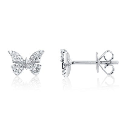 0.15CT 14K W/G DIAMOND BUTTERFLY STUD EARRING