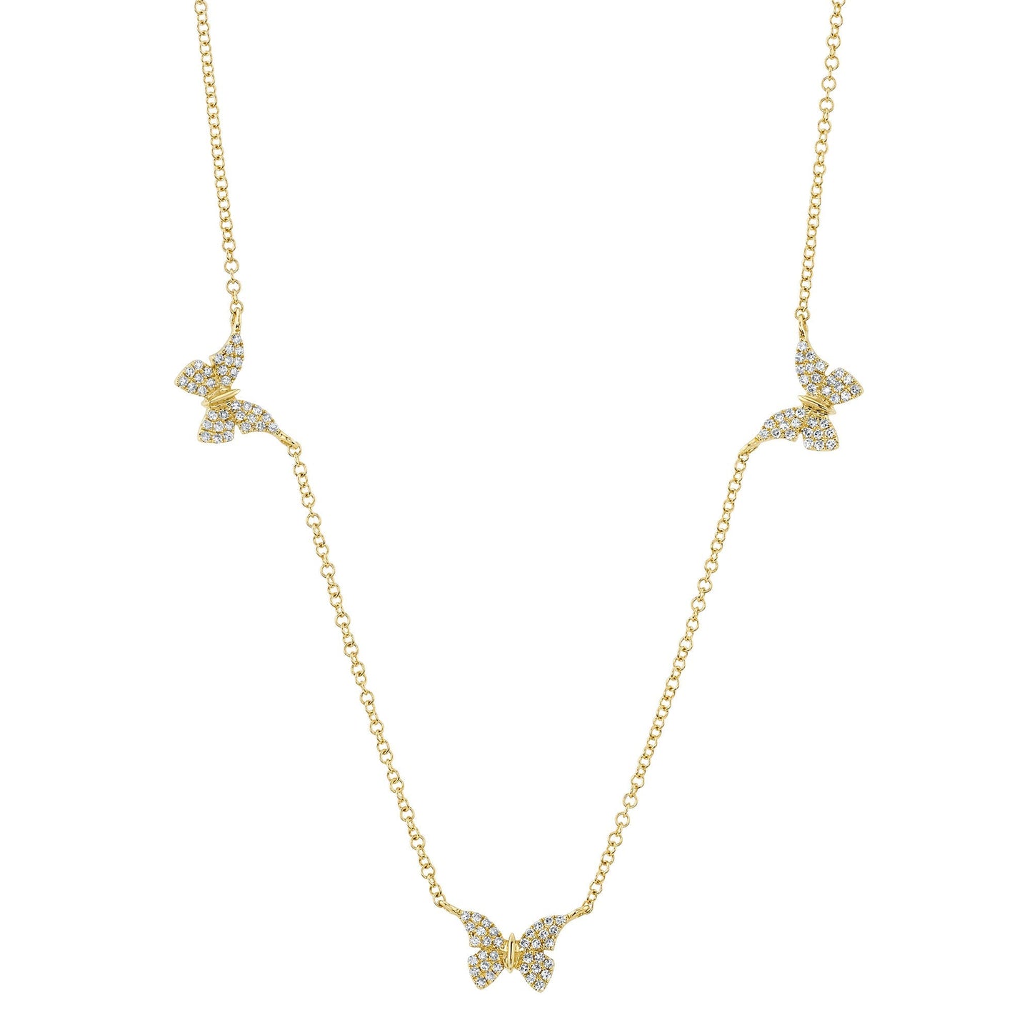 0.23CT 14K Y/G DIAMOND BUTTERFLY NECKLACE