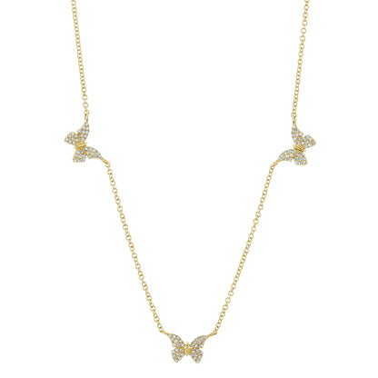 0.23CT 14K Y/G DIAMOND BUTTERFLY NECKLACE