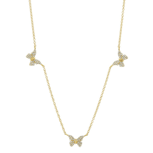 0.23CT 14K Y/G DIAMOND BUTTERFLY NECKLACE