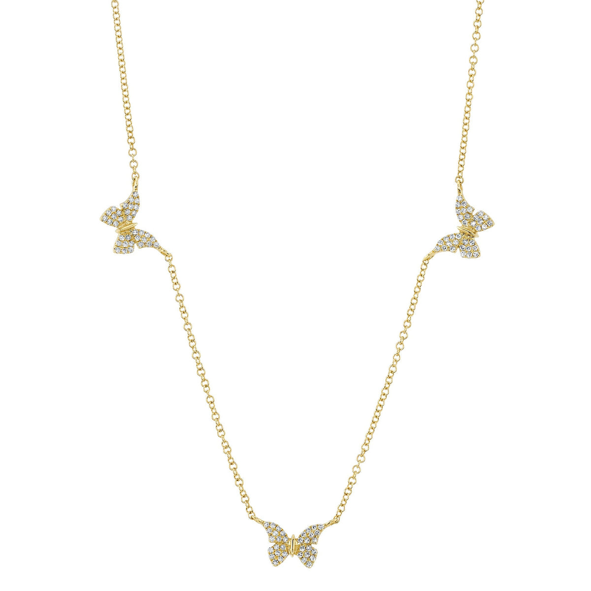 0.23CT 14K Y/G DIAMOND BUTTERFLY NECKLACE