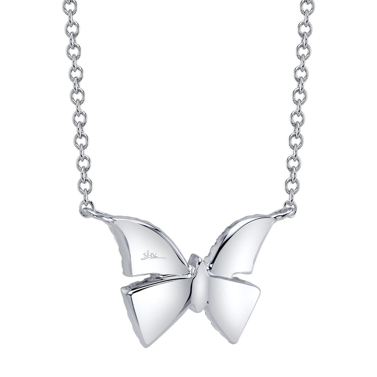 0.15CT 14K W/G DIAMOND BUTTERFLY NECKLACE