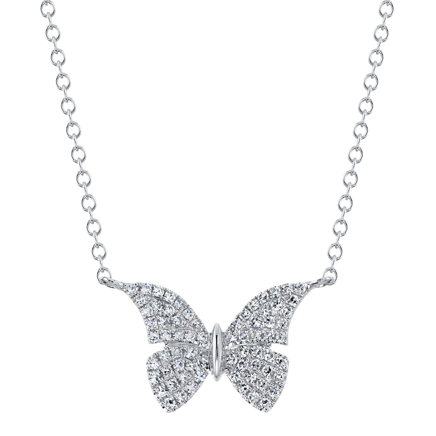 0.15CT 14K W/G DIAMOND BUTTERFLY NECKLACE