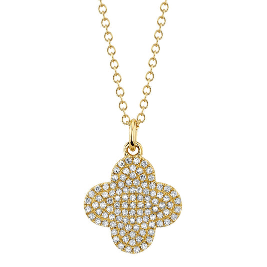 0.23CT 14K Y/G DIAMOND PAVE CLOVER NECKLACE