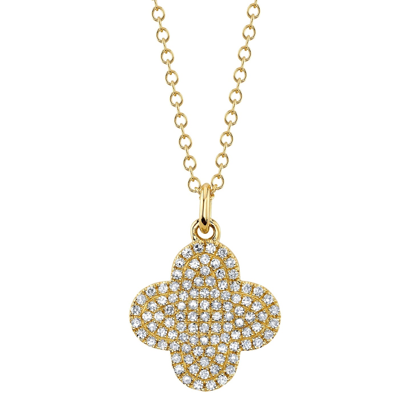 0.23CT 14K Y/G DIAMOND PAVE CLOVER NECKLACE