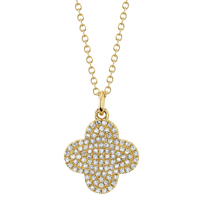 0.23CT 14K Y/G DIAMOND PAVE CLOVER NECKLACE
