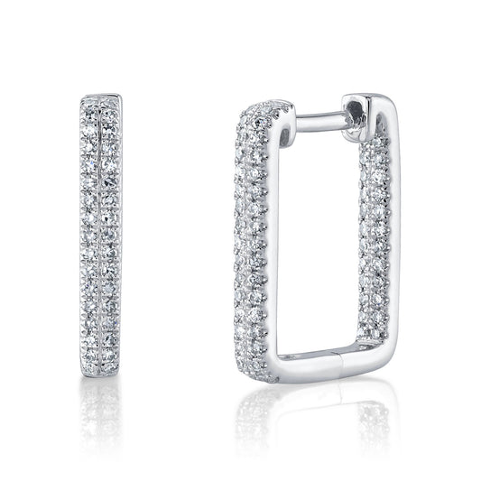 0.27CT 14K W/G DIAMOND RECTANGLE HOOP EARRING