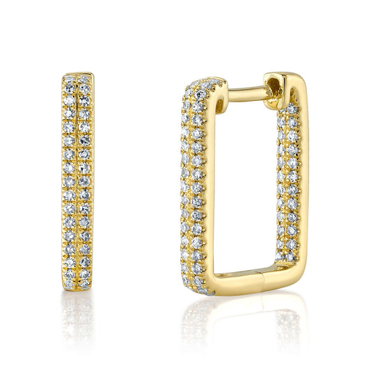 0.27CT 14K Y/G DIAMOND RECTANGLE HOOP EARRING