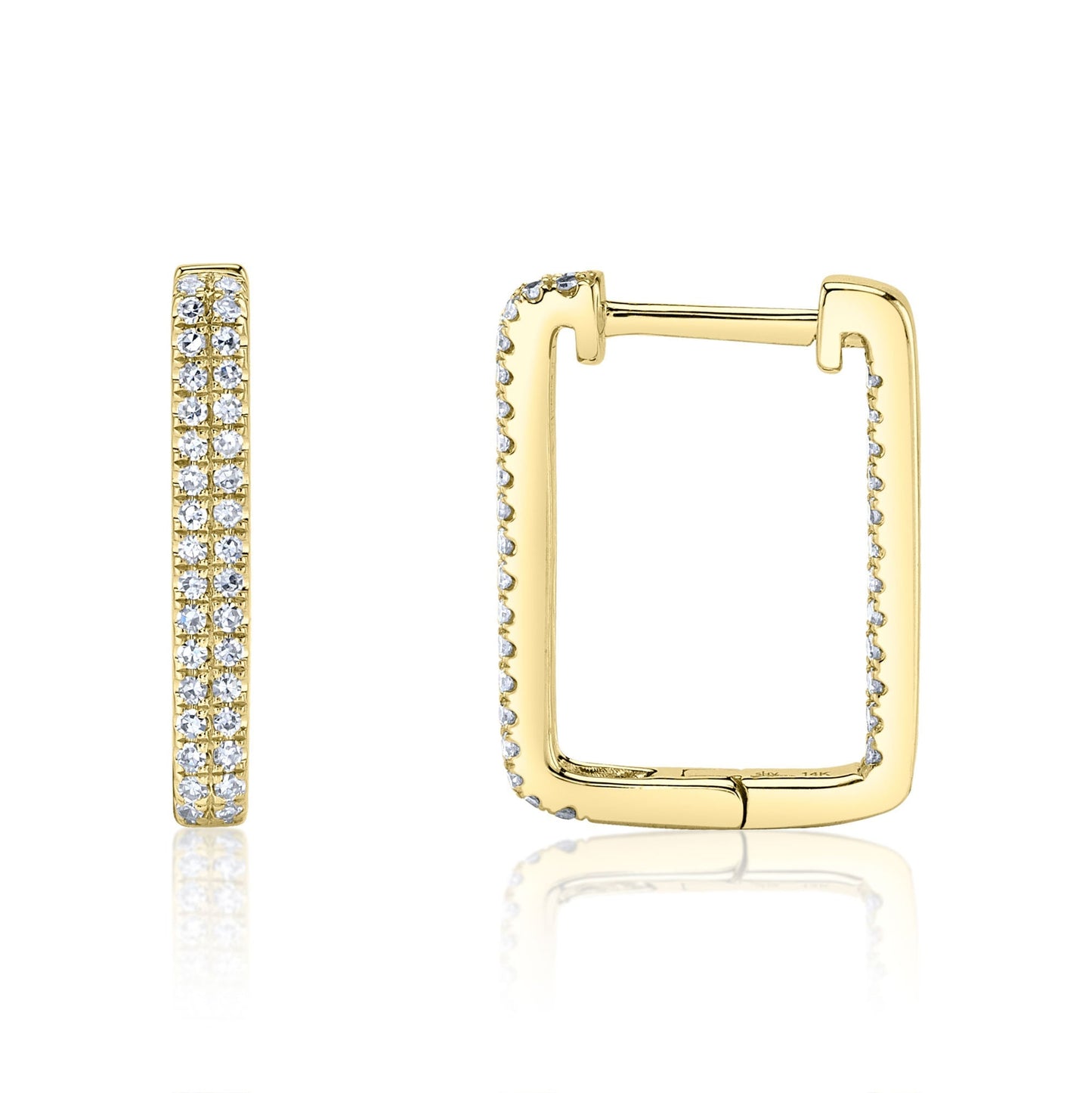 0.27CT 14K Y/G DIAMOND RECTANGLE HOOP EARRING