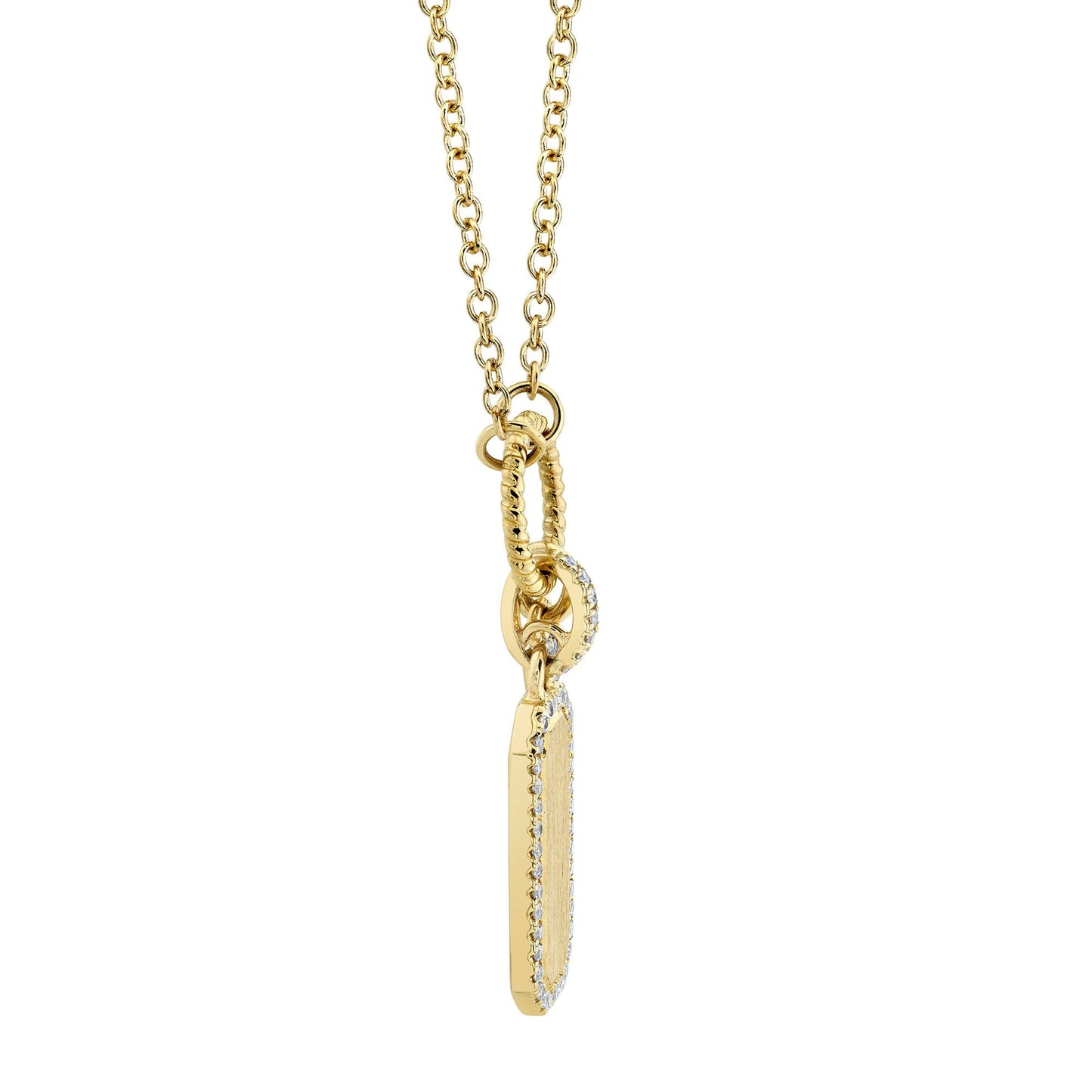 0.13CT 14K Y/G DIAMOND DOG TAG MATTE NECKLACE