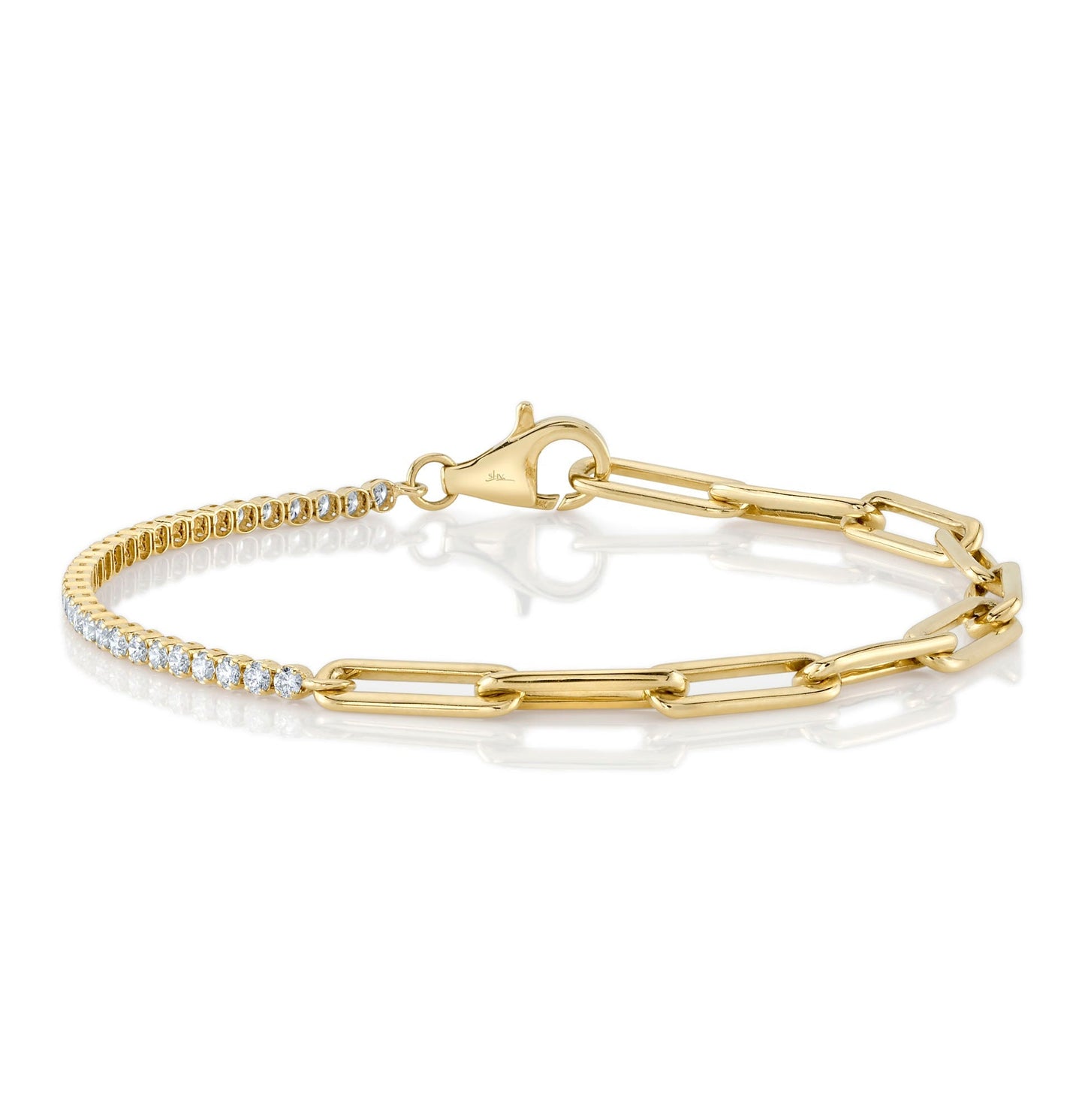 0.66CT 14K Y/G DIAMOND PAPER CLIP LINK BRACELET