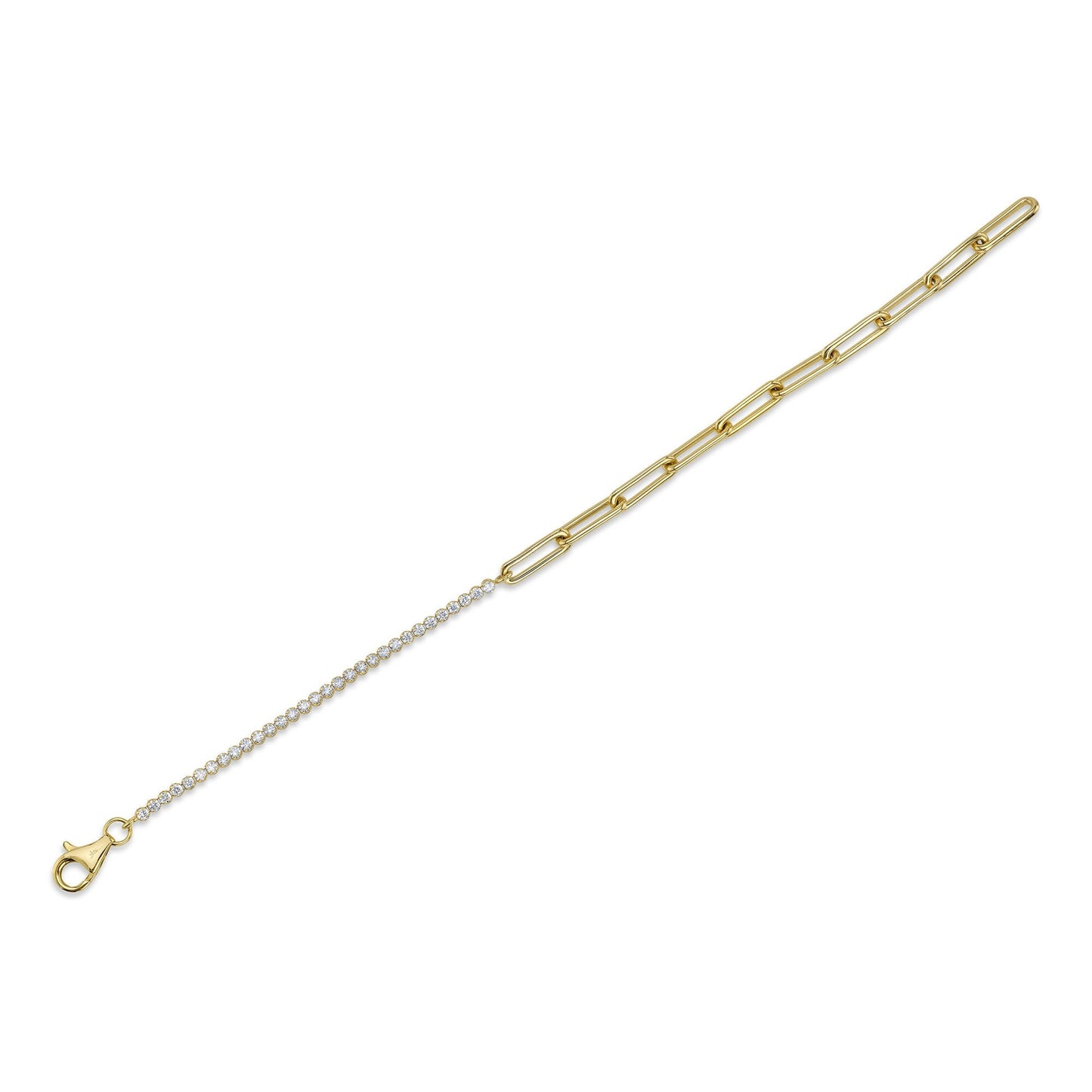 0.66CT 14K Y/G DIAMOND PAPER CLIP LINK BRACELET