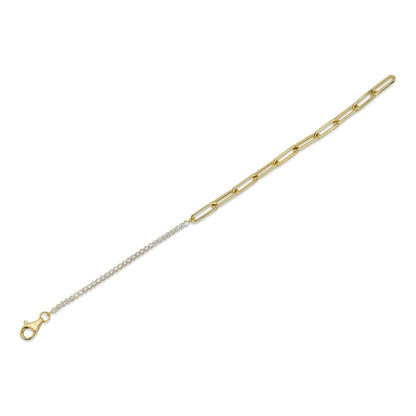 0.66CT 14K Y/G DIAMOND PAPER CLIP LINK BRACELET