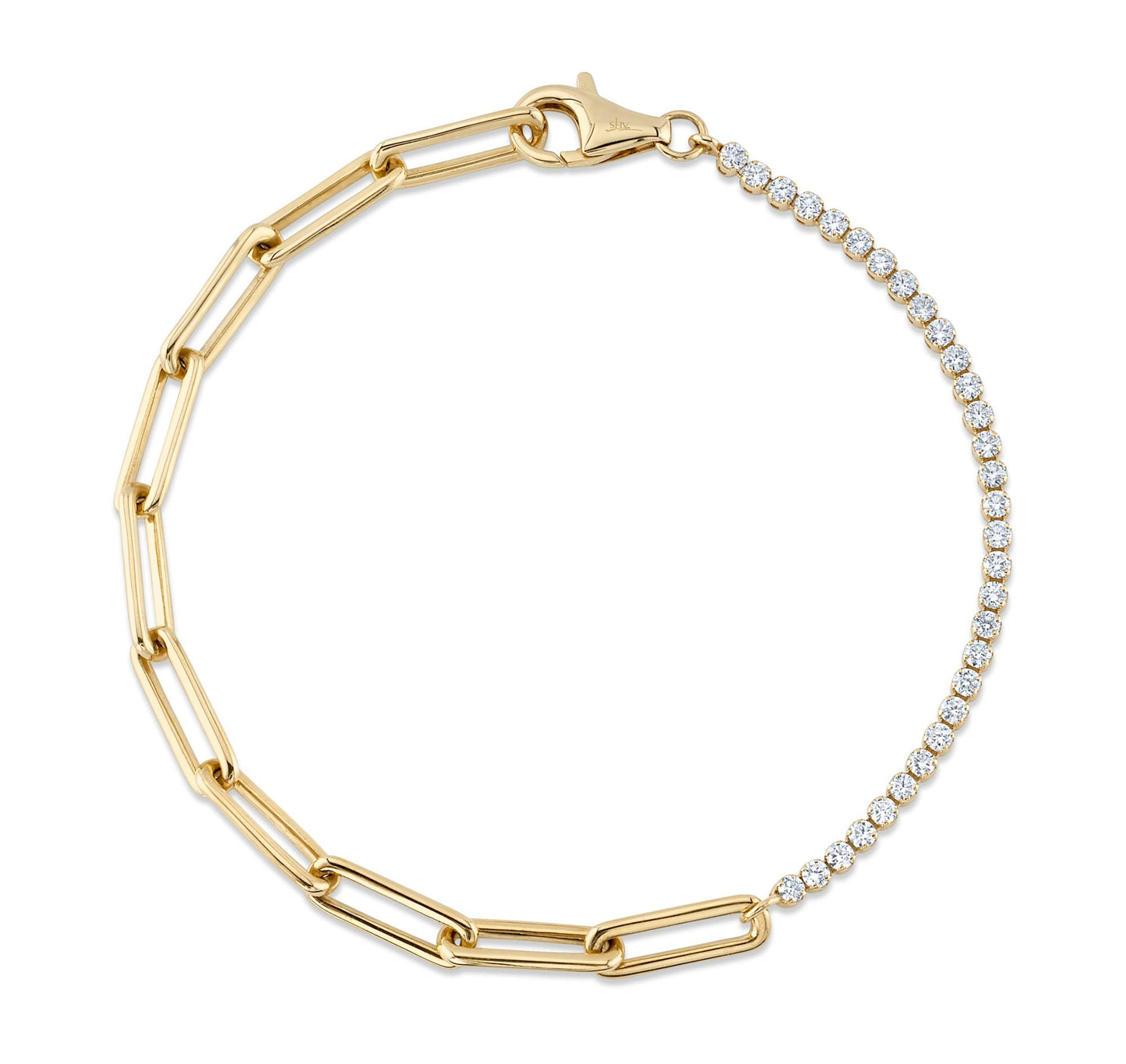 0.66CT 14K Y/G DIAMOND PAPER CLIP LINK BRACELET