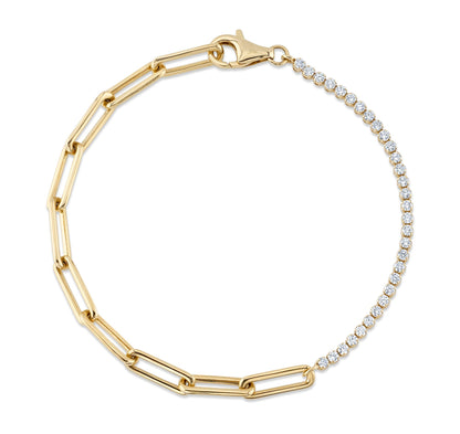 0.66CT 14K Y/G DIAMOND PAPER CLIP LINK BRACELET