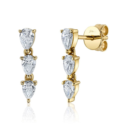 0.83CT 14K Y/G DIAMOND PEAR EARRING