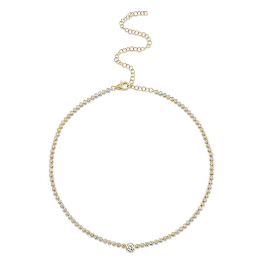 2.89CT 14K Y/G DIAMOND BEZEL TENNIS NECKLACE