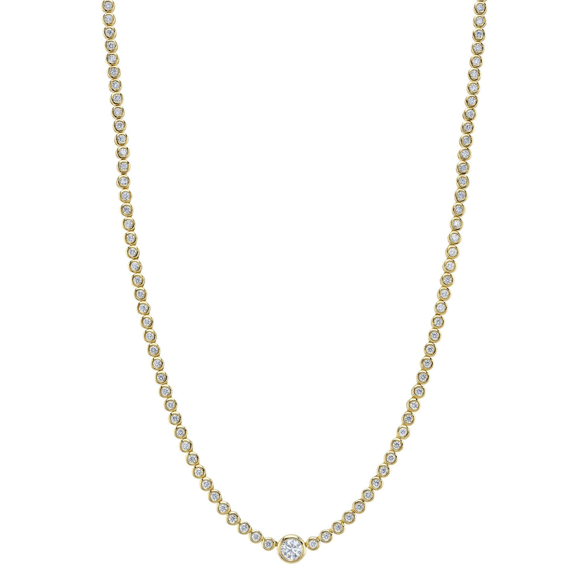 2.89CT 14K Y/G DIAMOND BEZEL TENNIS NECKLACE