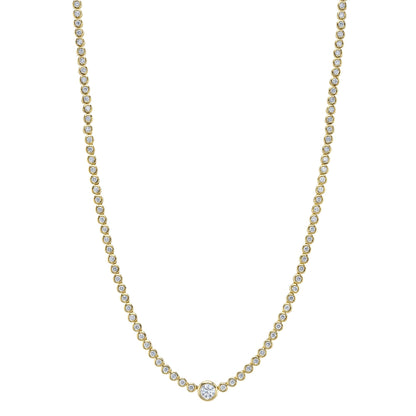 2.89CT 14K Y/G DIAMOND BEZEL TENNIS NECKLACE