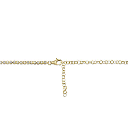 2.89CT 14K Y/G DIAMOND BEZEL TENNIS NECKLACE