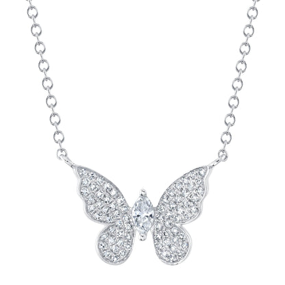 0.23CT 14K W/G DIAMOND MARQUISE BUTTERFLY NECKLACE