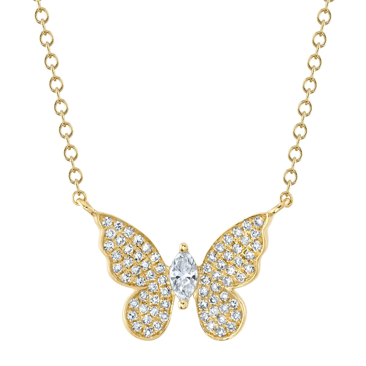 0.23CT 14K Y/G DIAMOND MARQUISE BUTTERFLY NECKLACE