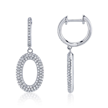 0.49CT 14K W/G DIAMOND PAVE OVAL EARRING