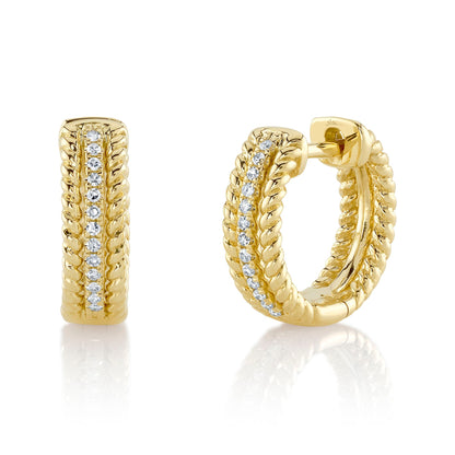 0.07CT 14K Y/G DIAMOND HUGGIE EARRING