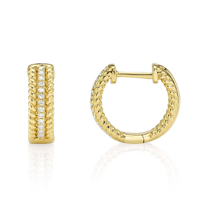 0.07CT 14K Y/G DIAMOND HUGGIE EARRING