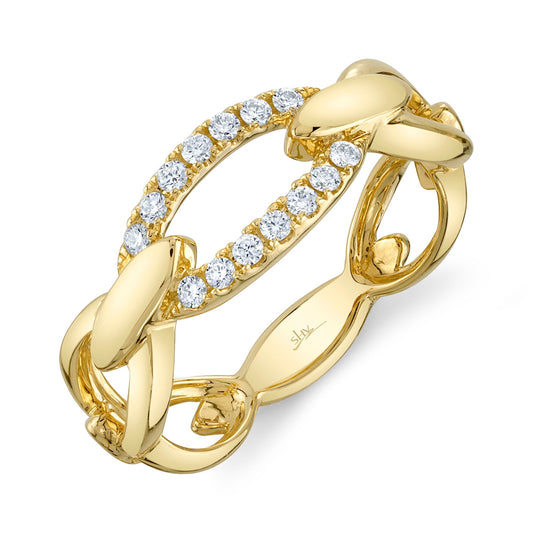 14K Yellow Gold Diamond Large Link Ring