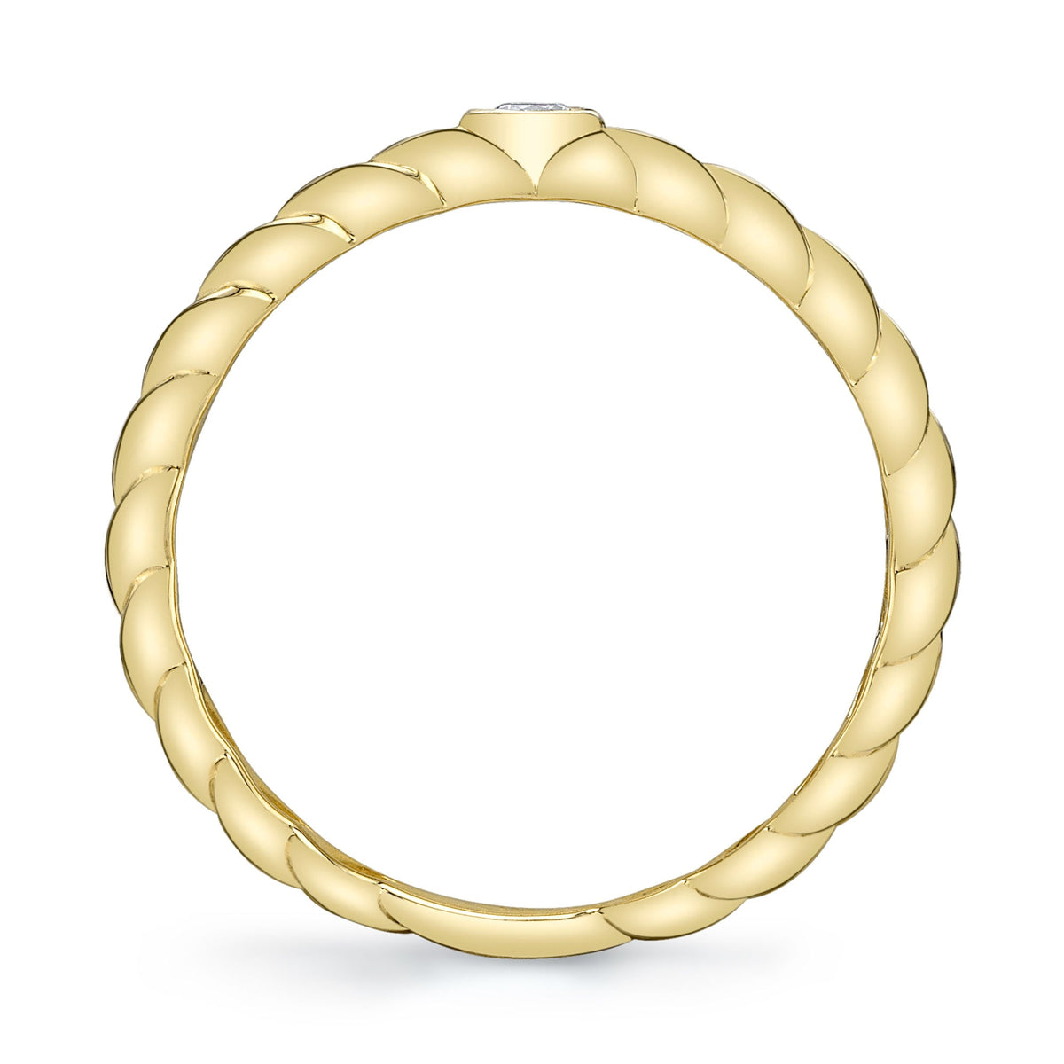 0.07CT 14K Y/G DIAMOND BEZEL RIBBED RING