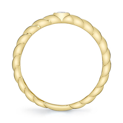 0.07CT 14K Y/G DIAMOND BEZEL RIBBED RING
