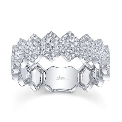 0.35CT 14K W/G DIAMOND PAVE HEXAGON RING
